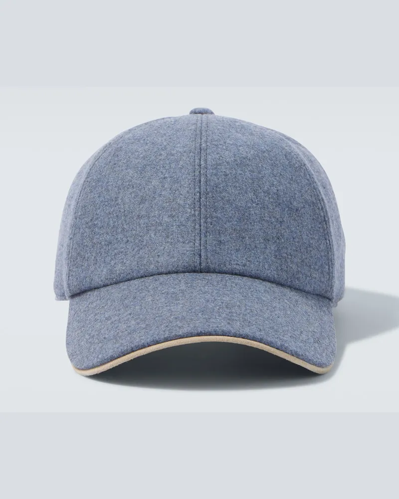 Eleventy Baseballcap aus Wolle, Seide und Kaschmir Blau