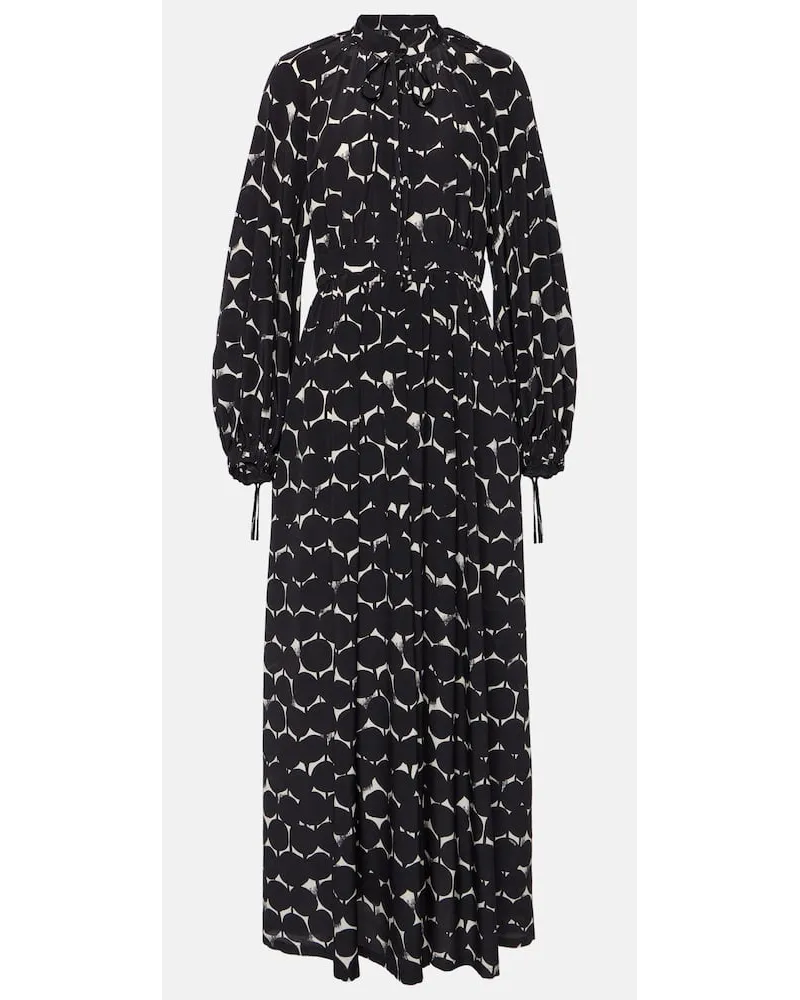 Max Mara Bedrucktes Maxikleid Urbania aus Seide Schwarz
