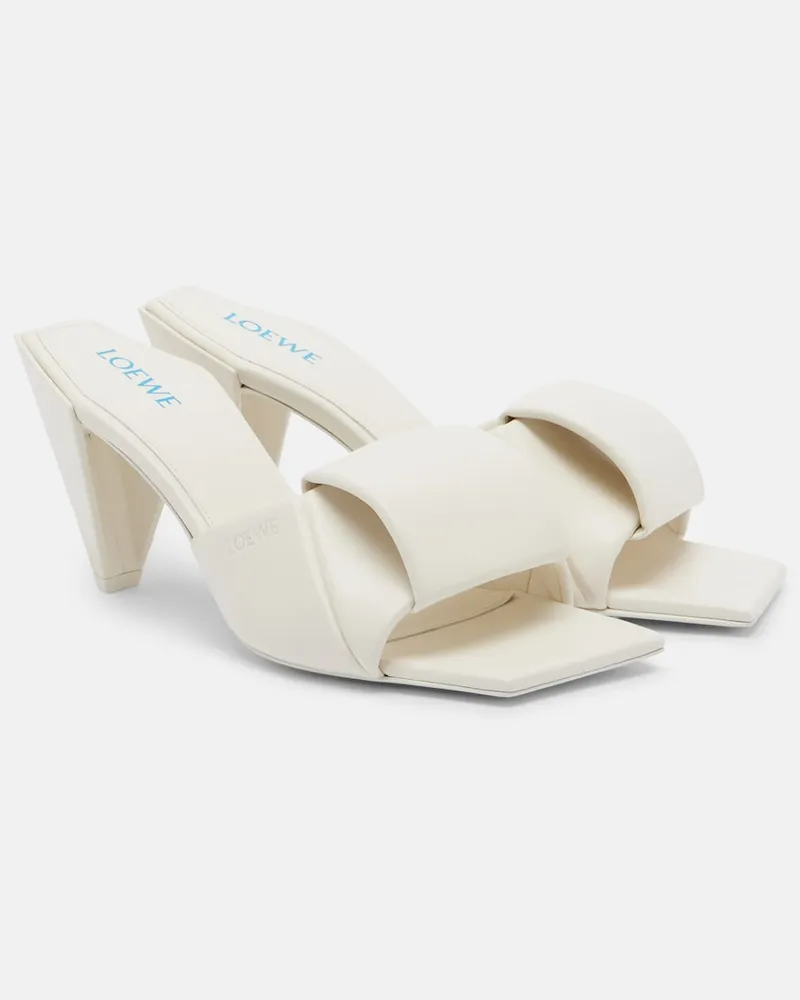 Loewe Pantoletten Origami aus Leder Weiß