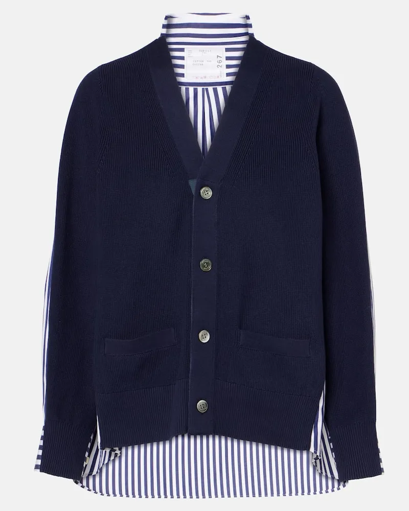 Sacai Cardigan aus Baumwolle mit Popeline Multicolor