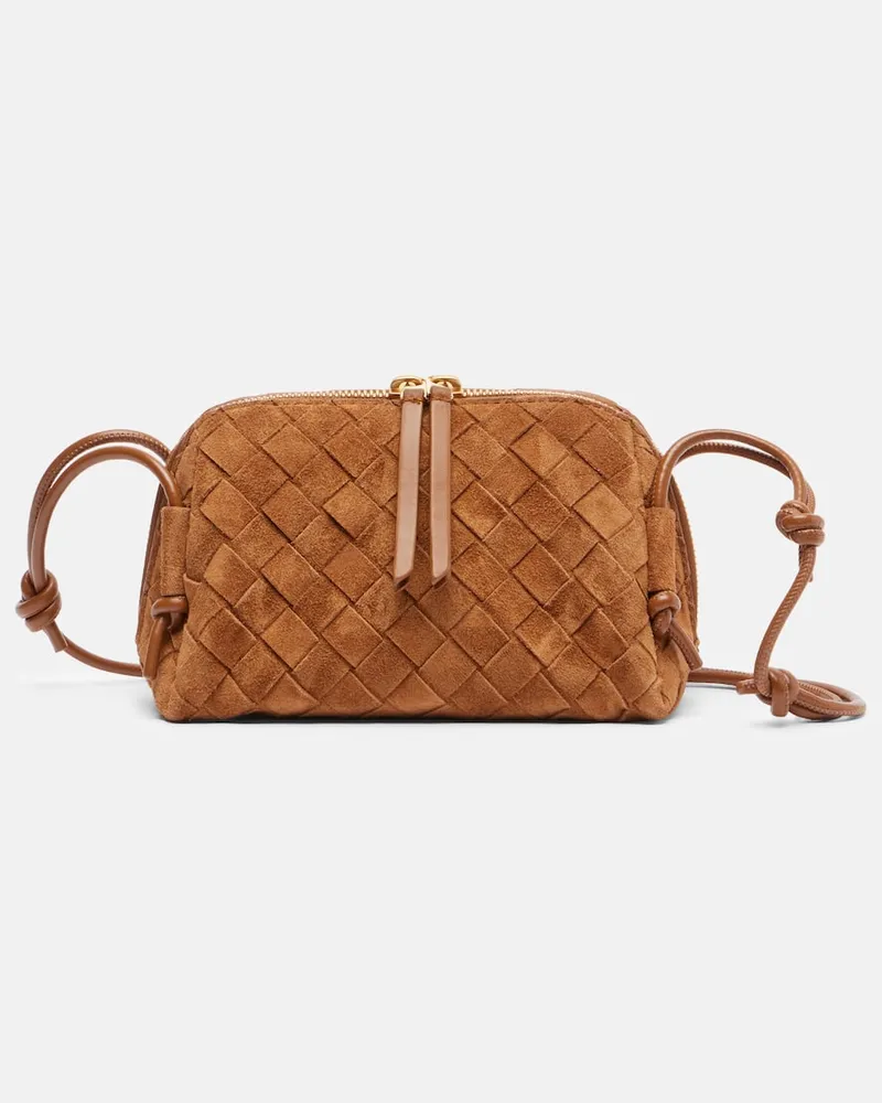 Bottega Veneta Schultertasche Concert Mini aus Veloursleder Braun