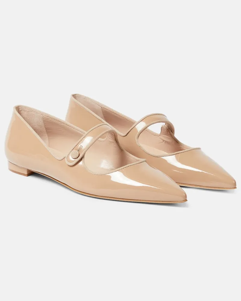 Manolo Blahnik Ballerinas Campari aus Lackleder Neutral