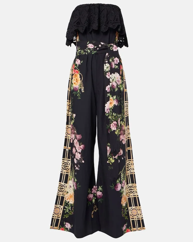 Camilla Bedruckter Jumpsuit aus Baumwolle Schwarz