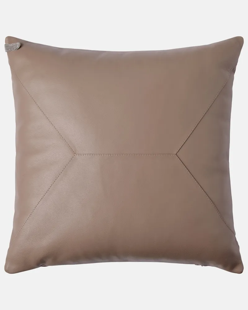 Brunello Cucinelli Kissen Monili aus Leder Beige