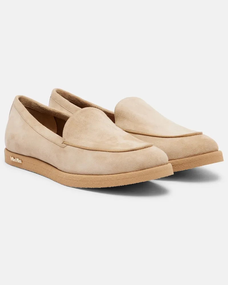Max Mara Slip-Ons Softymoc aus Veloursleder Beige