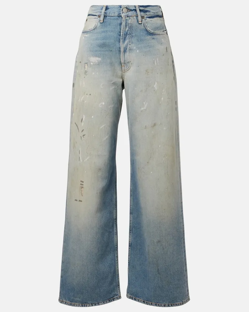 Acne Studios Distressed Mid-Rise Wide-Leg Jeans Blau