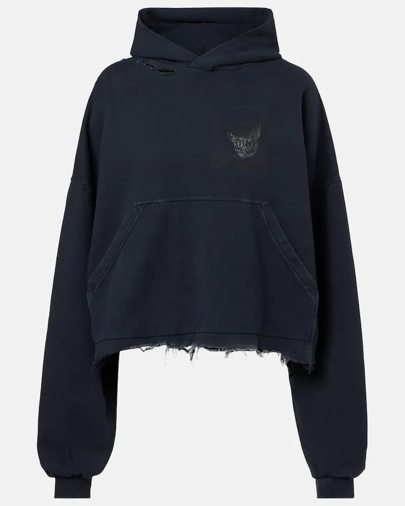 Balenciaga Distressed-Hoodie aus Jersey Schwarz