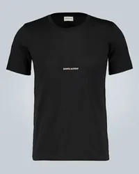 Saint Laurent T-Shirt Signature aus Baumwolle Schwarz