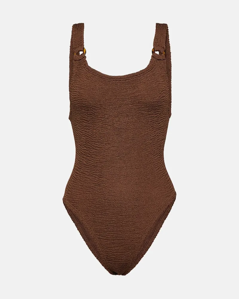 Hunza G Badeanzug Square Neck Braun