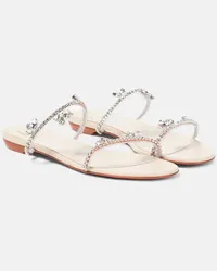 Christian Louboutin Sandalen Just Queenie aus Leder mit Kristallen Silber