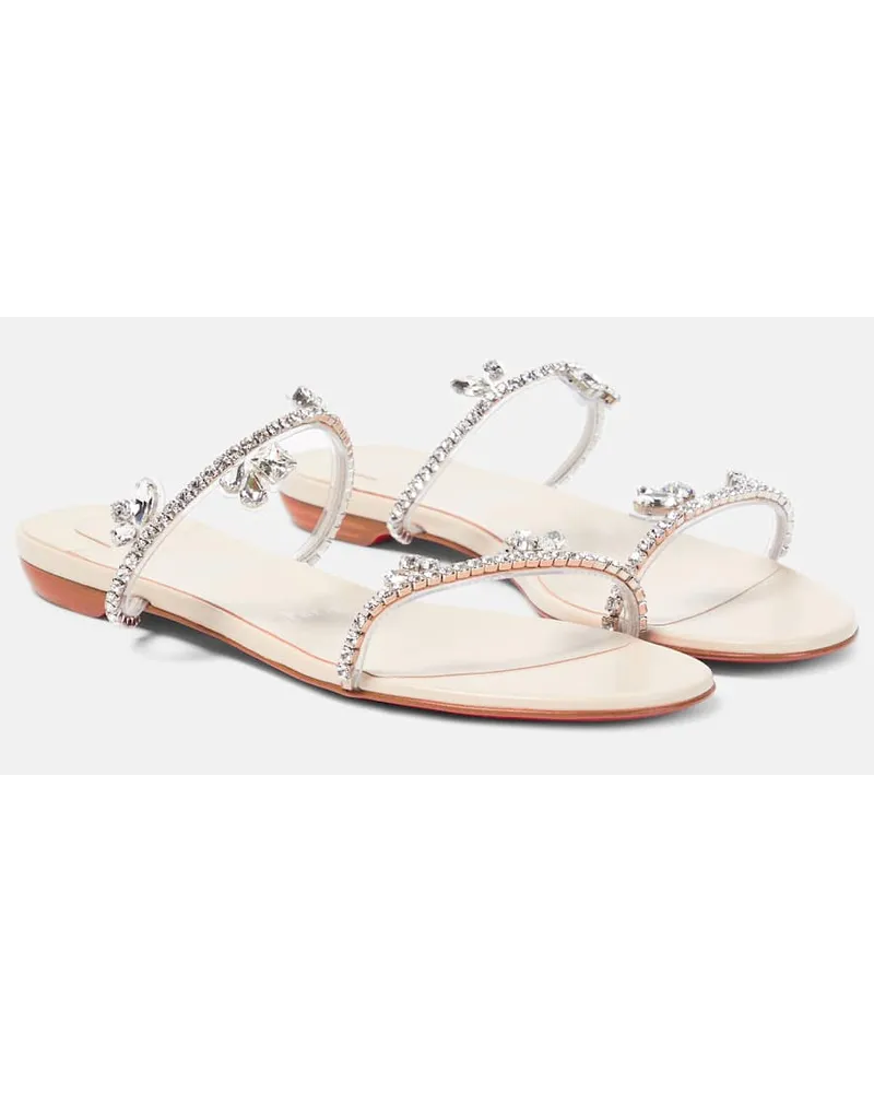 Christian Louboutin Sandalen Just Queenie aus Leder mit Kristallen Silber