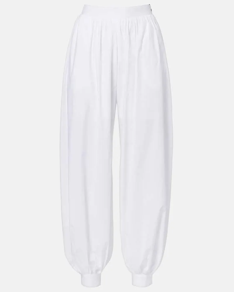 ROTATE Birger Christensen High-Rise-Hose Nicola aus Baumwollpopeline Weiß