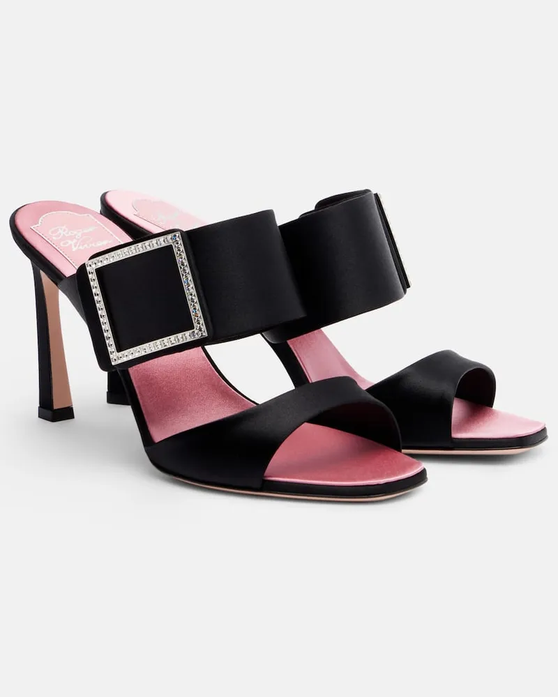 Roger Vivier Sandalen Trompette 85 aus Satin mit Kristallen Schwarz