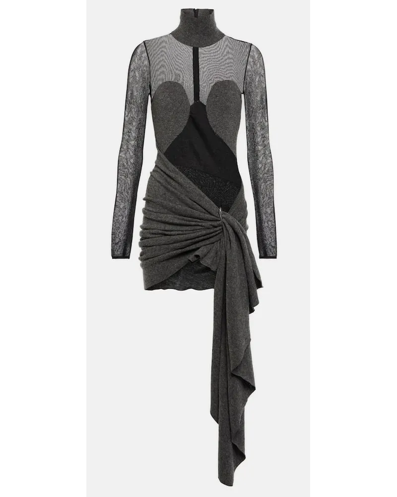 Alaïa Alaïa Minikleid aus Mesh und Wolle Schwarz