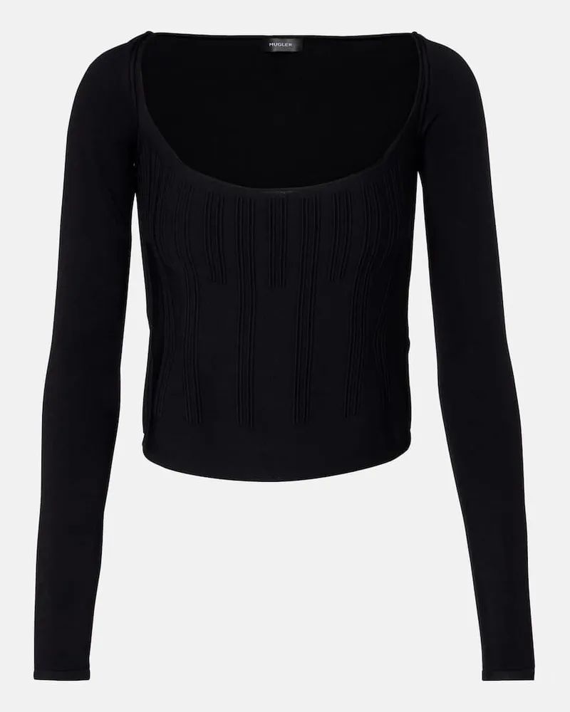Thierry Mugler Top aus Strick Schwarz