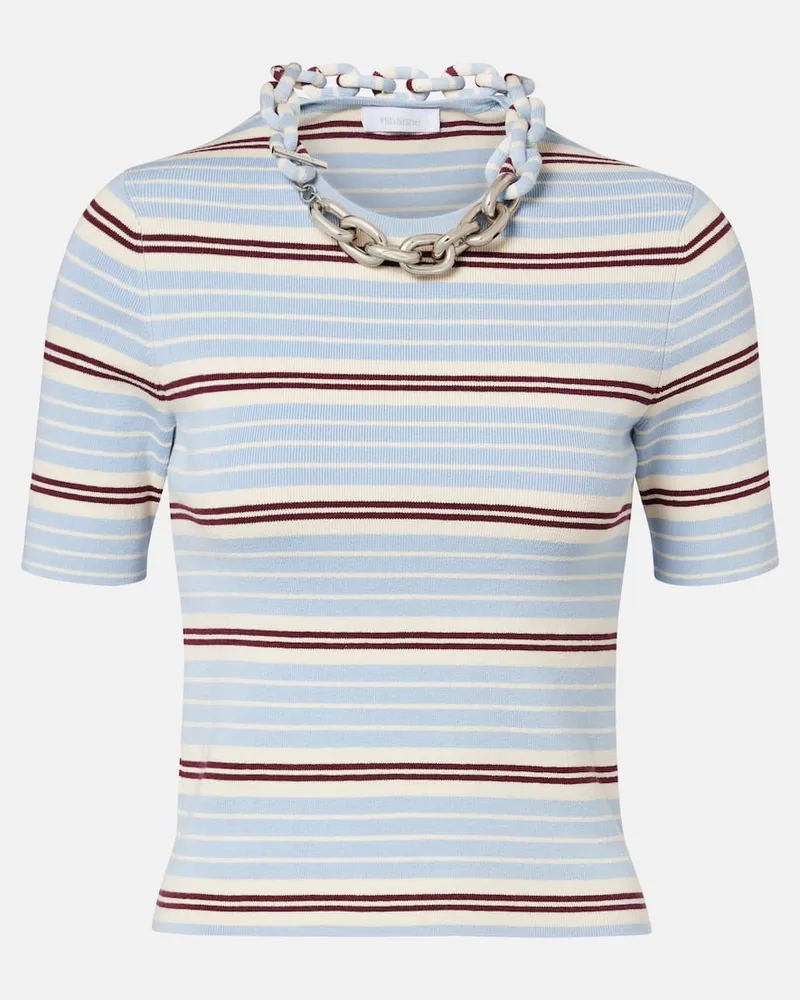 Paco Rabanne Top aus Rippstrick Blau