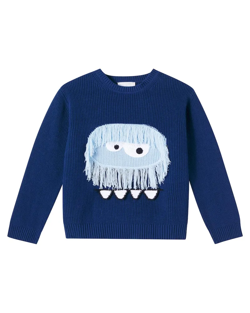 Stella McCartney Kids Pullover aus Rippstrick aus Baumwolle Blau