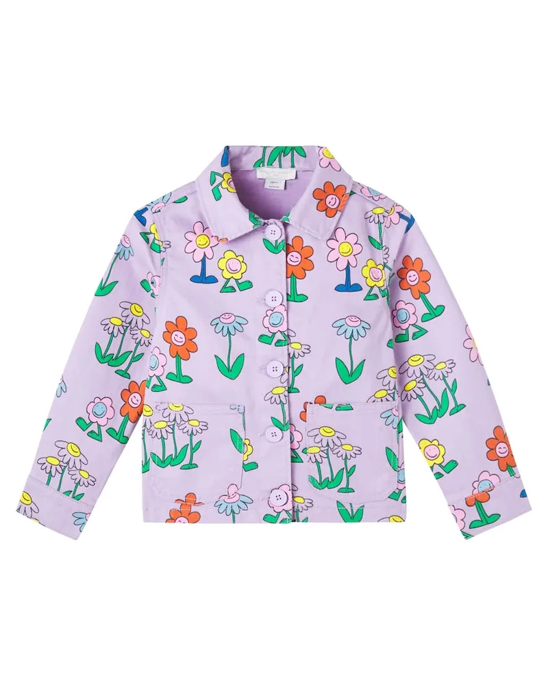 Stella McCartney Kids Bedruckte Jacke aus Denim Lila