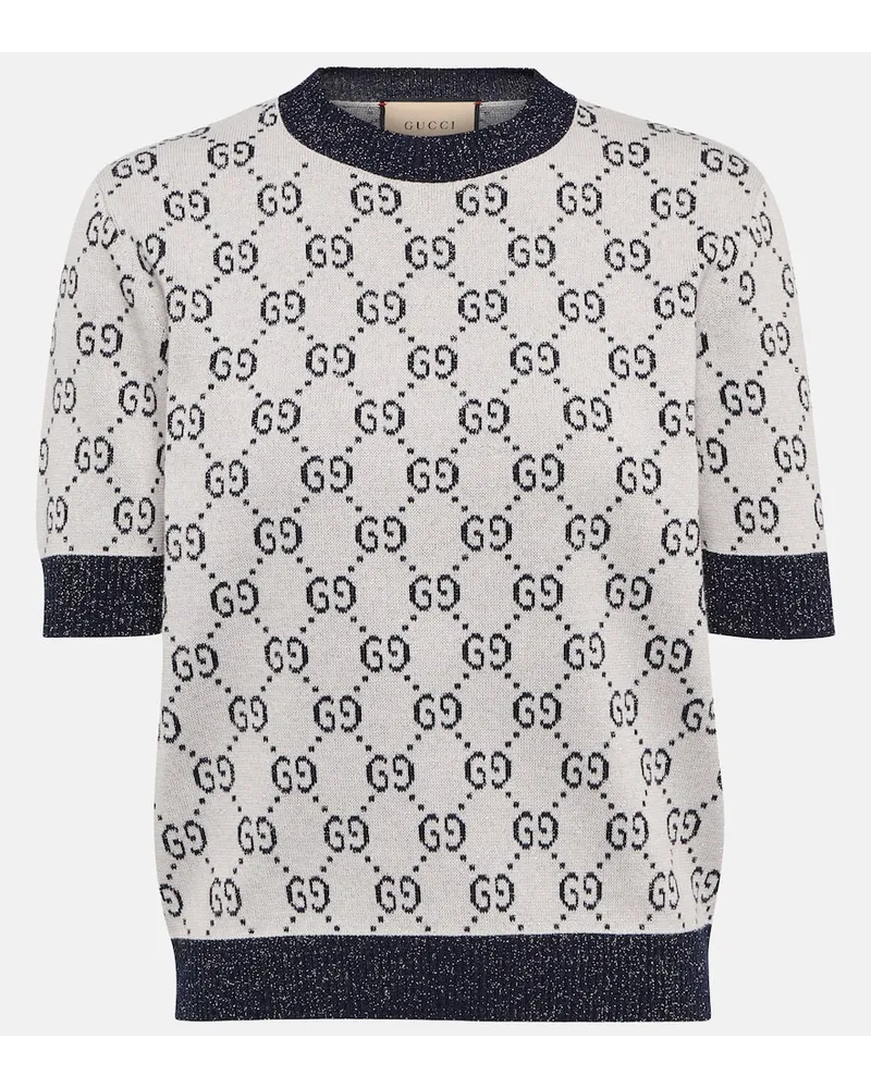 Gucci Top aus Jacquard-Strick Grau