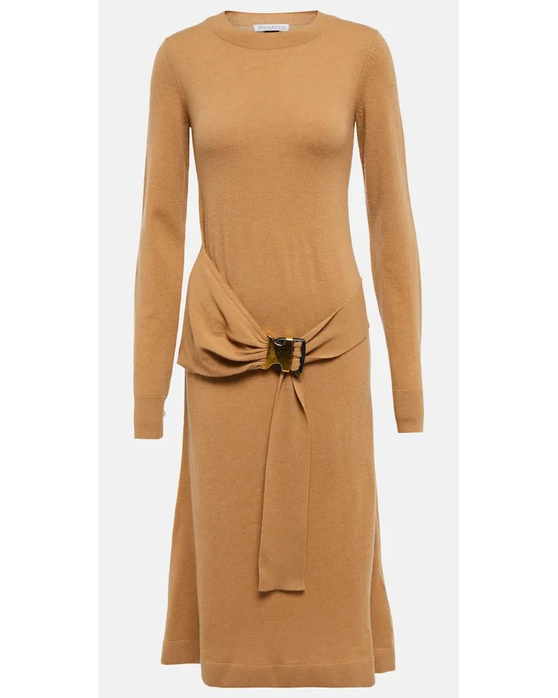J.W.Anderson Midikleid Bucked aus Wolle Beige