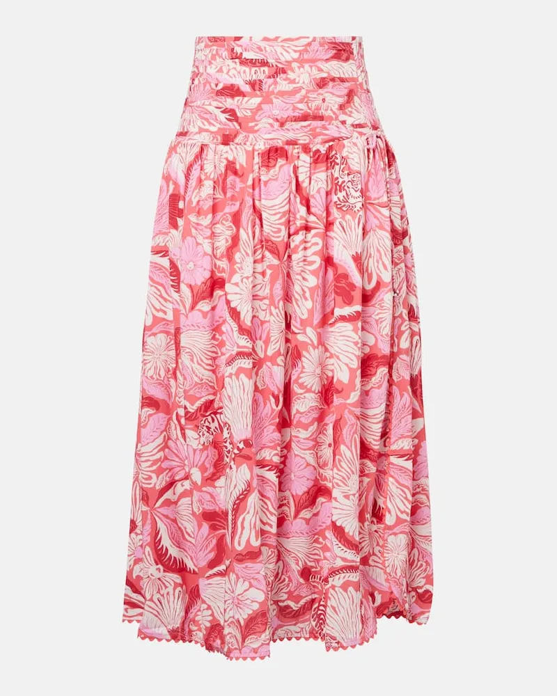 Poupette St Barth Bedruckter Midirock Carla Pink