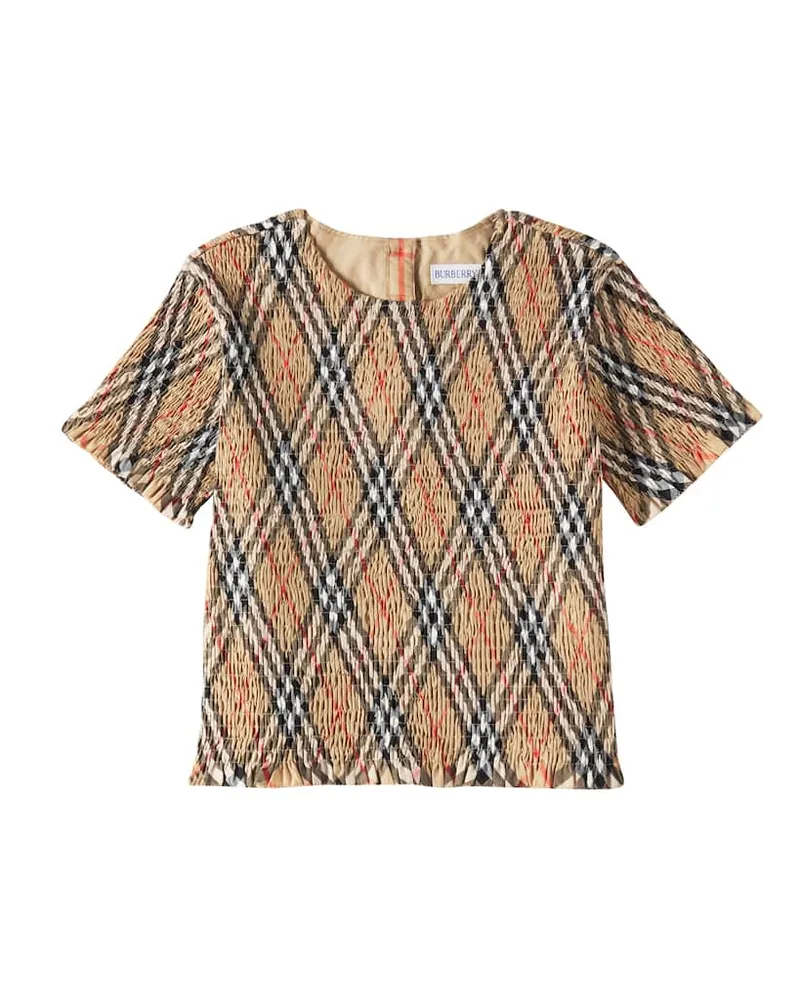 Burberry T-Shirt Burberry Check aus Baumwolle Beige
