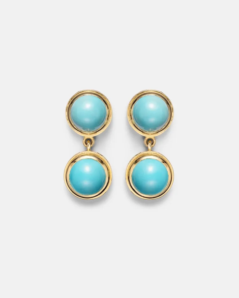 Ileana Makri Ohrringe aus 18kt Gelbgold mit Türkis und Tsavorit Gold