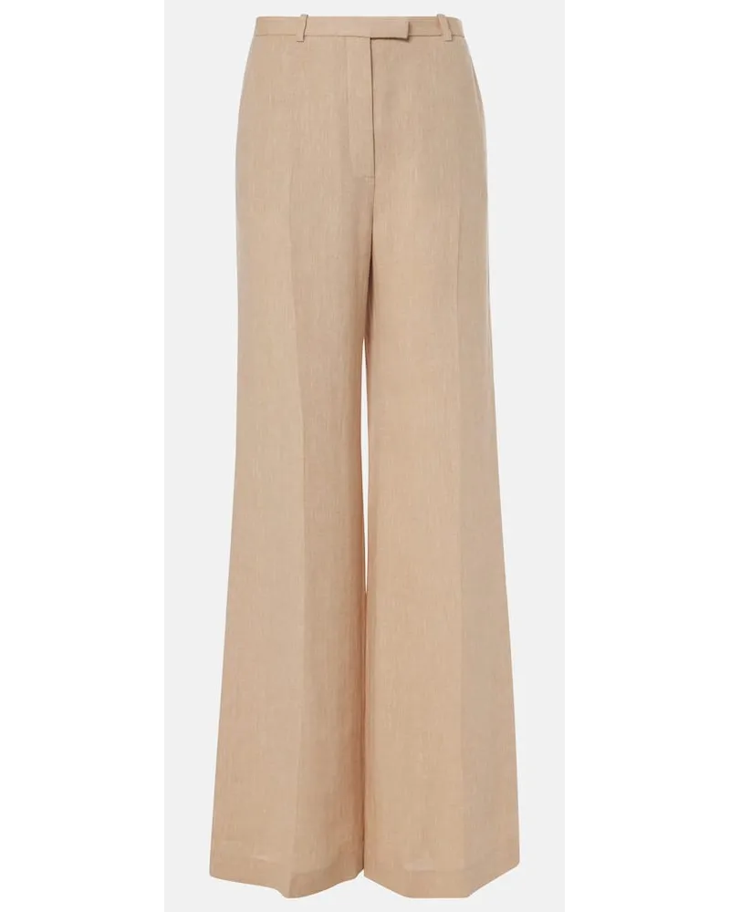 Loro Piana Schlaghose Emmit aus Leinen Beige