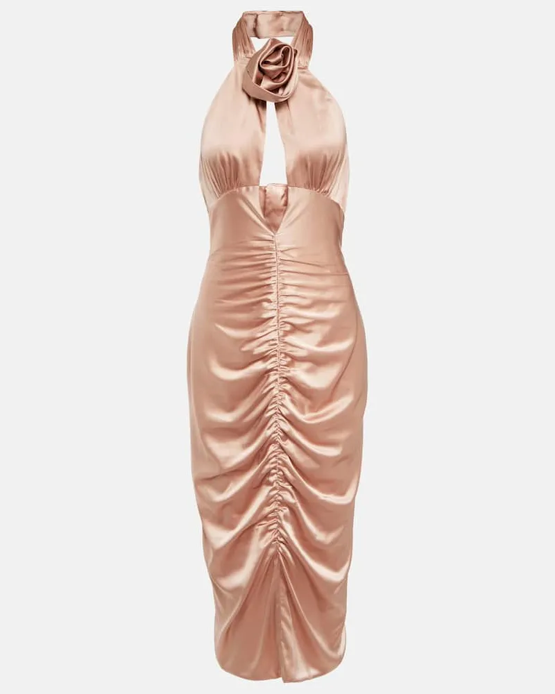 Alessandra Rich Midikleid aus Satin Rosa
