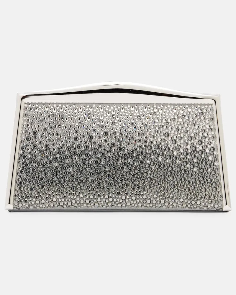Elie Saab Clutch Jolie aus Veloursleder mit Swarovski®-Kristallen Silber