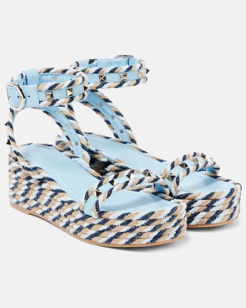 Valentino Garavani Plateausandalen Rockstud Torchon mit Leder Multicolor