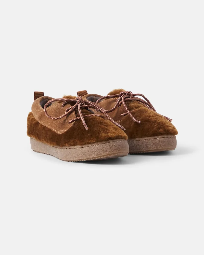 Pepe Jeans PèPè Schnürschuhe aus Lammfell Braun