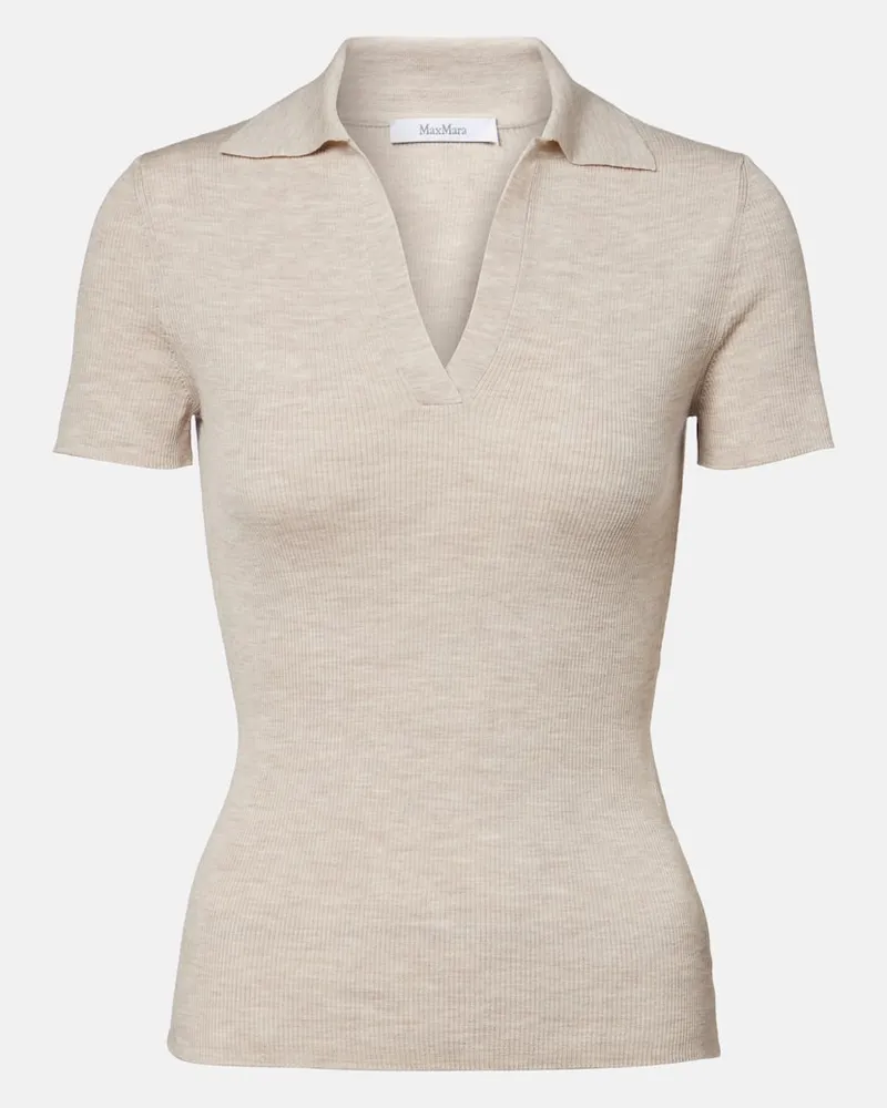 Max Mara Polohemd Alero aus Schurwolle Beige