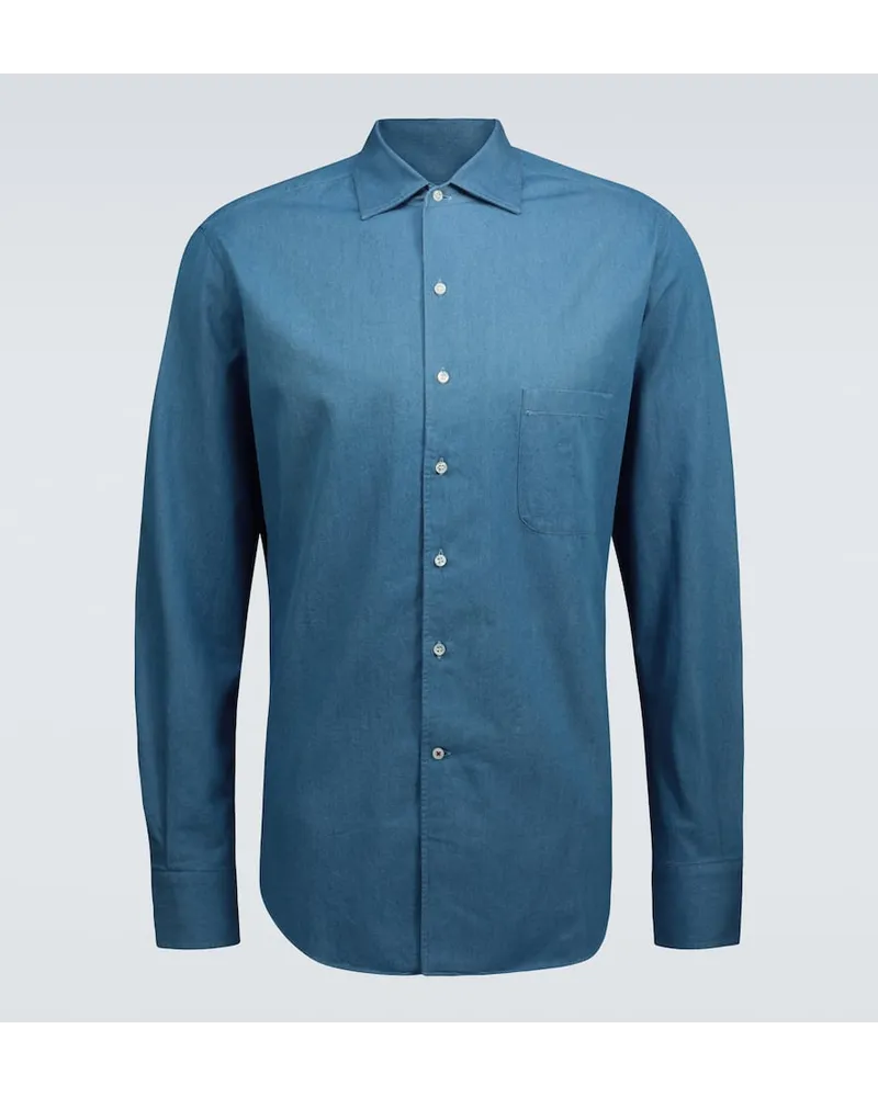 Loro Piana Hemd André aus Baumwolle Blau