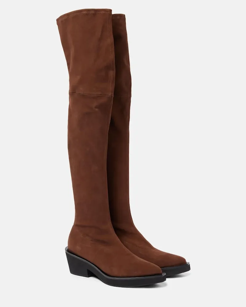 Robert Clergerie Overknee-Stiefel Tenny aus Veloursleder Schwarz