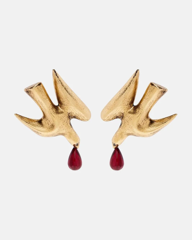 Saint Laurent Ohrringe Dove mit Kristallen Gold