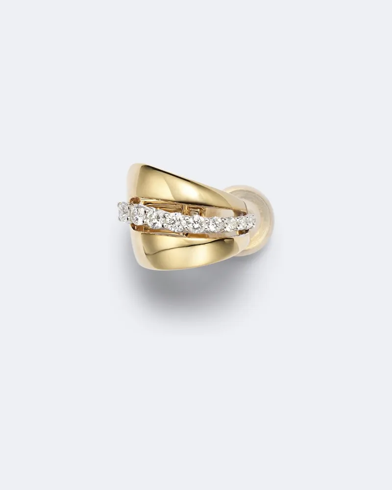 YEPREM Einzelner Clip-Ohrring Whisper aus 18kt Gelbgold mit Diamanten Gold