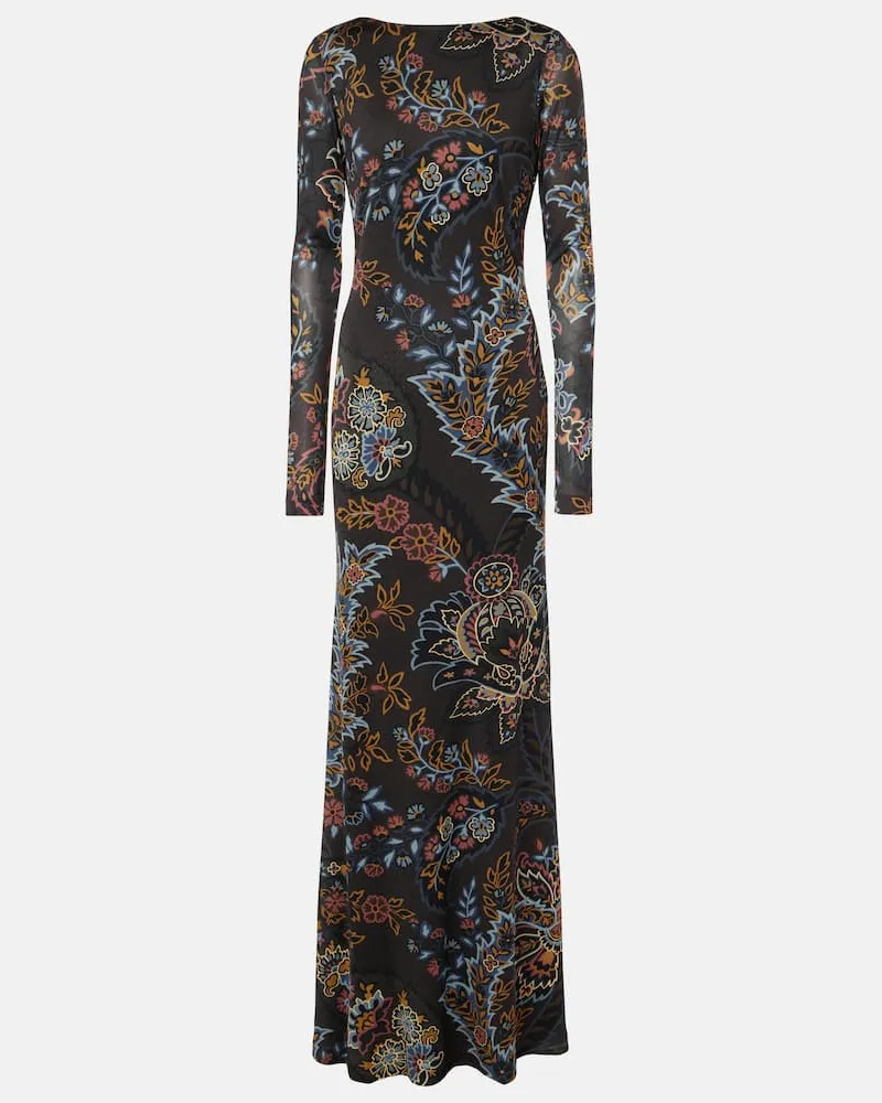 Etro Bedrucktes Maxikleid Schwarz