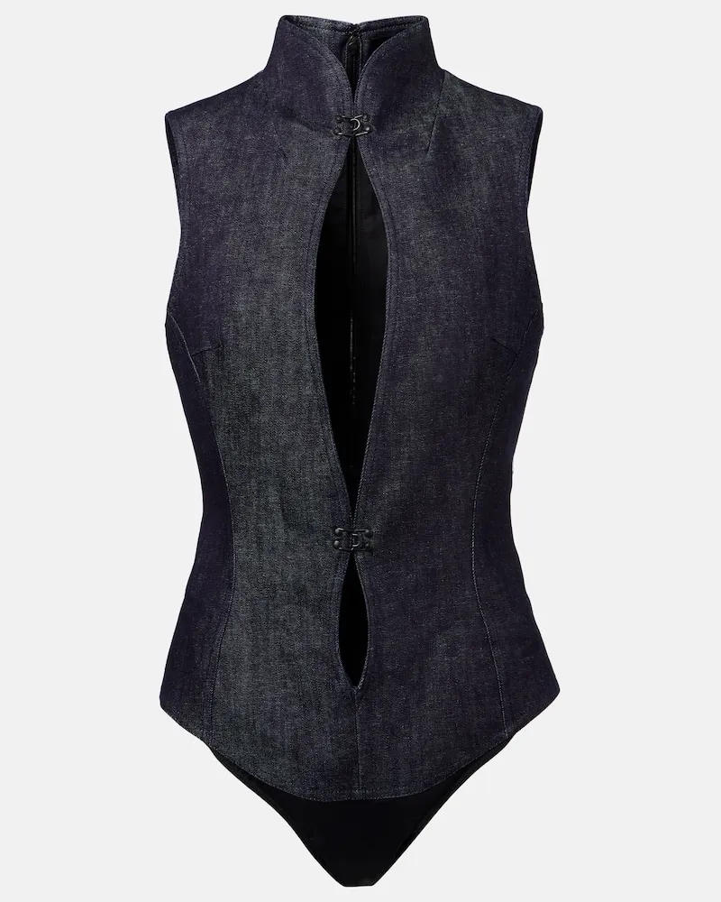 Thierry Mugler Body aus Denim Blau