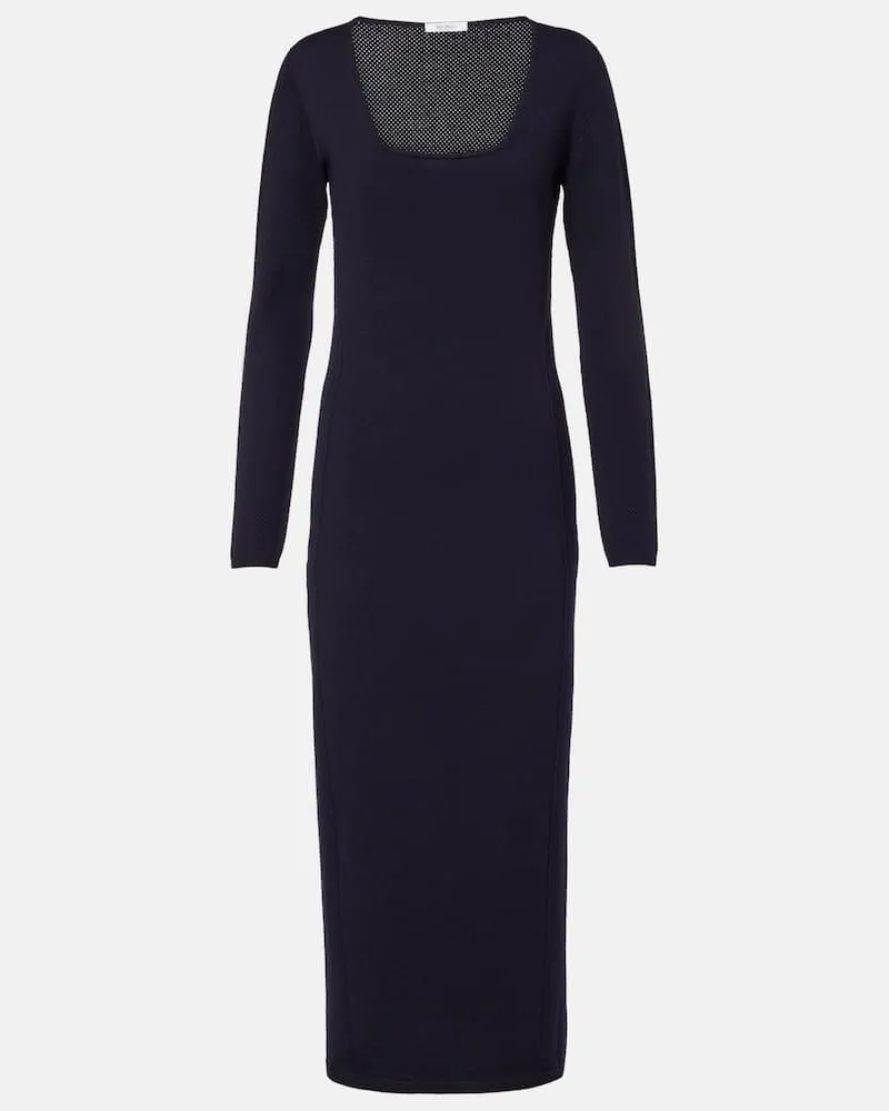 Max Mara Midikleid Sophia aus einem Wollgemisch Blau