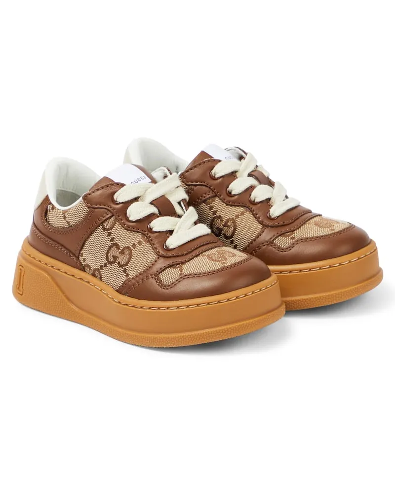 Gucci Sneakers Chunky B aus Leder Braun
