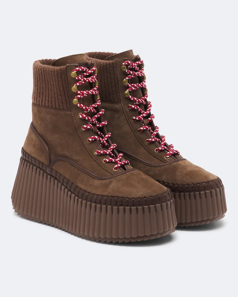 Chloé Chloé Schnürstiefel Nama aus Veloursleder Braun
