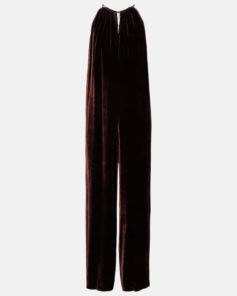 Velvet Jumpsuit Cienna aus Samt Braun