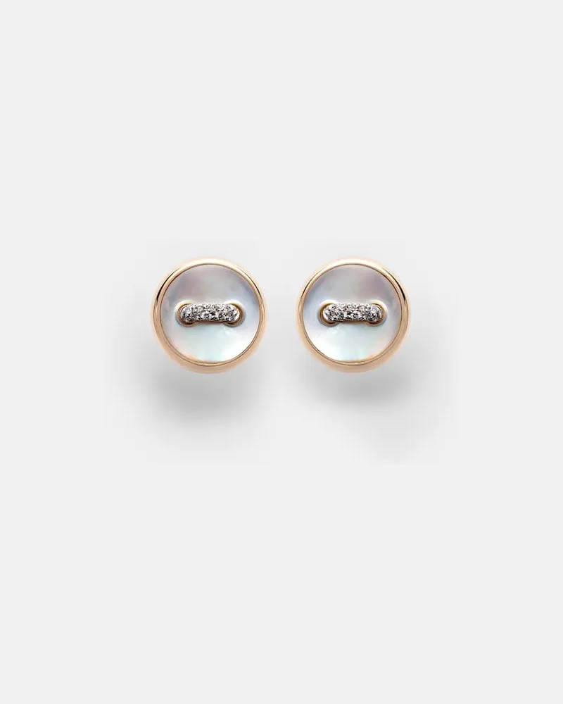 Pomellato Ohrringe Pom Pom Dot aus 18kt Roségold mit Perlmutt und Diamanten Gold