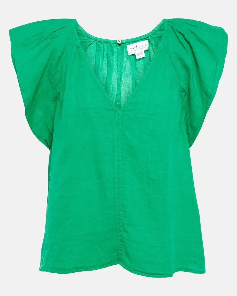 Velvet Top Ava aus Leinen Grün