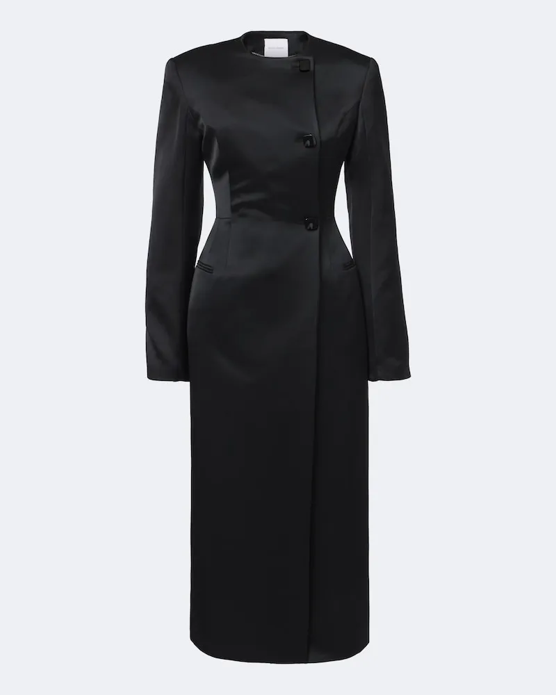 Rachel Gilbert Mantel Leeta aus Satin Schwarz