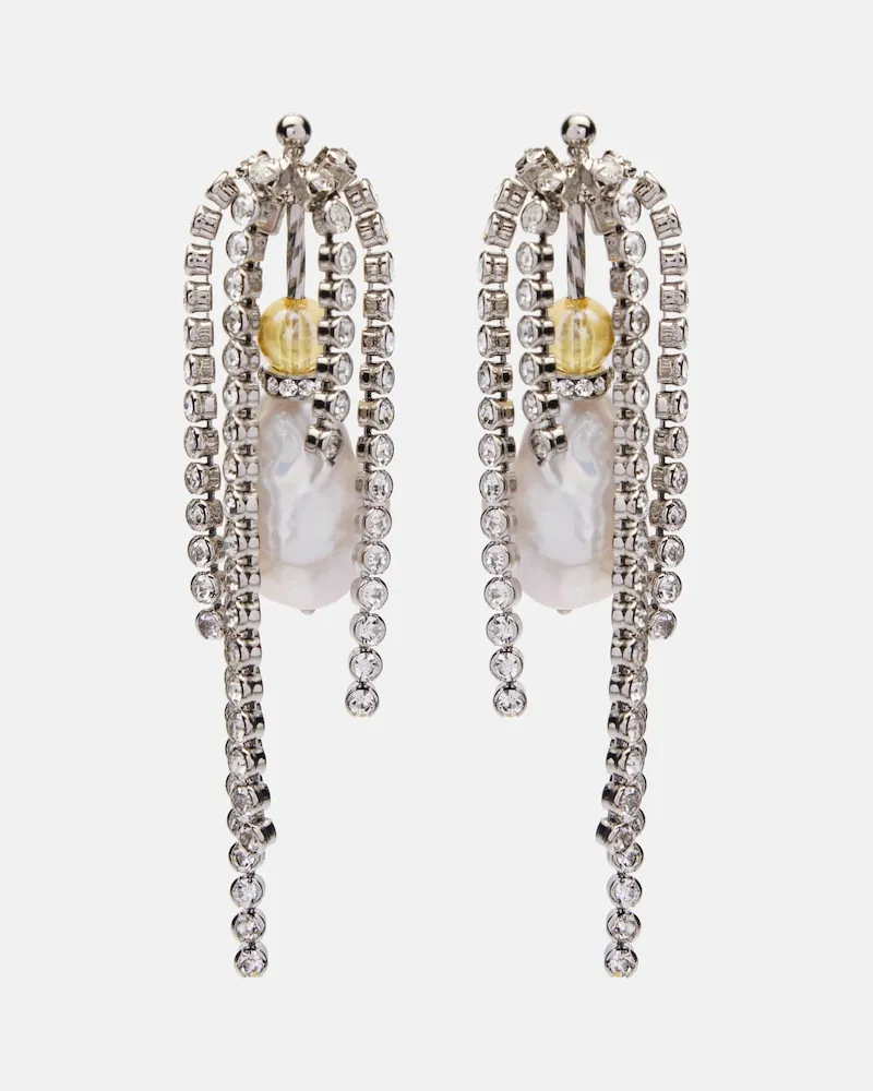 Dries van Noten Verzierte Ohrringe Silber