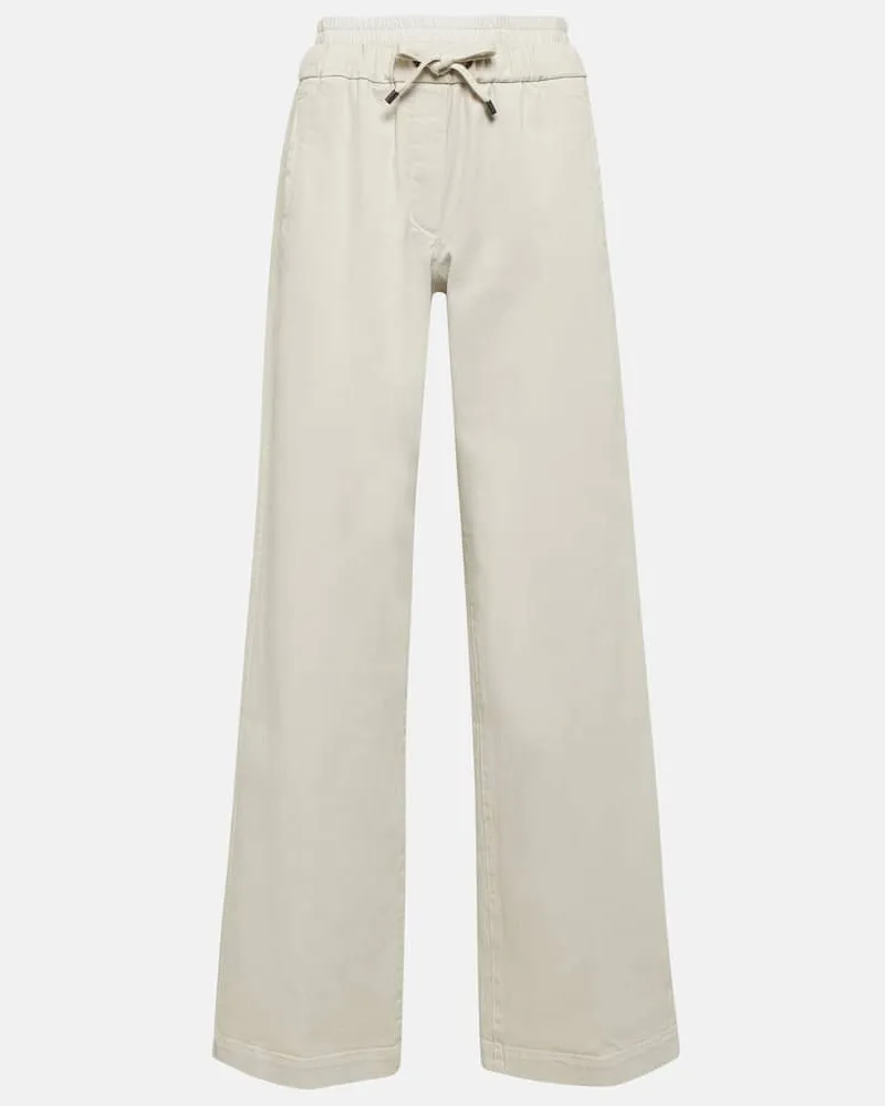 Brunello Cucinelli Weite High-Rise-Hose aus Denim Weiß