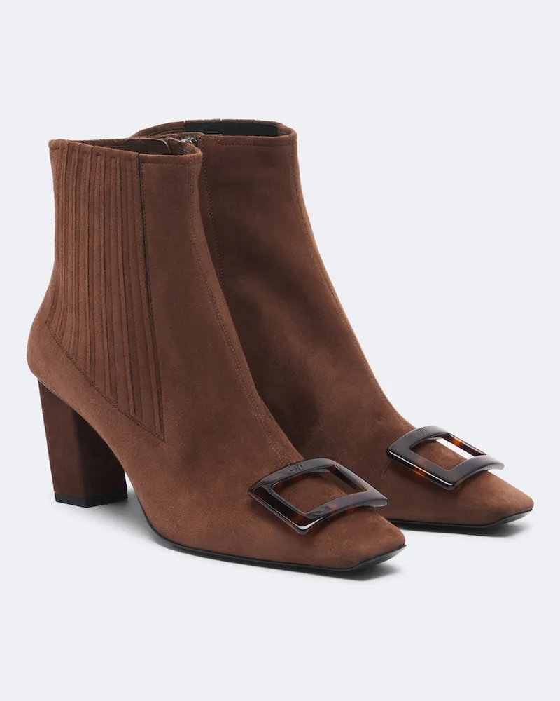 Roger Vivier Ankle Boots Belle Vivier aus Veloursleder Braun