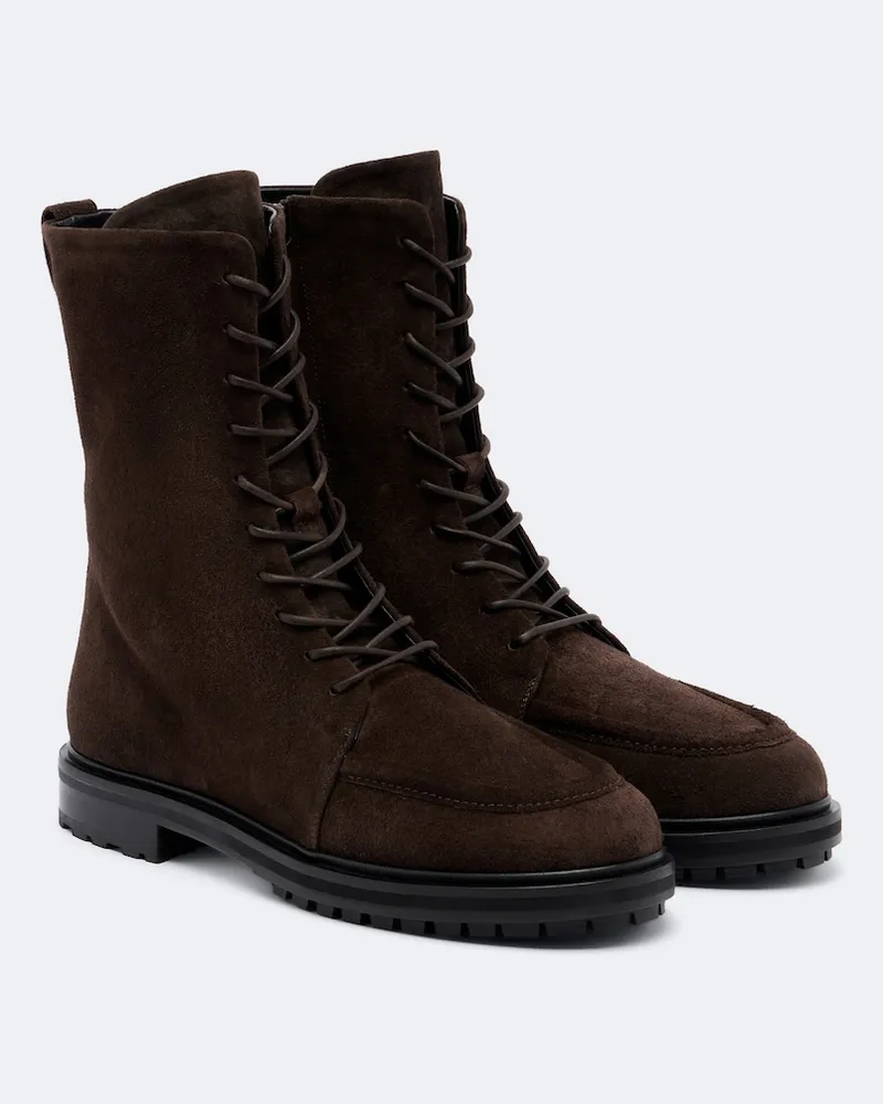 aeyde Schnürstiefel Tate aus Veloursleder Braun
